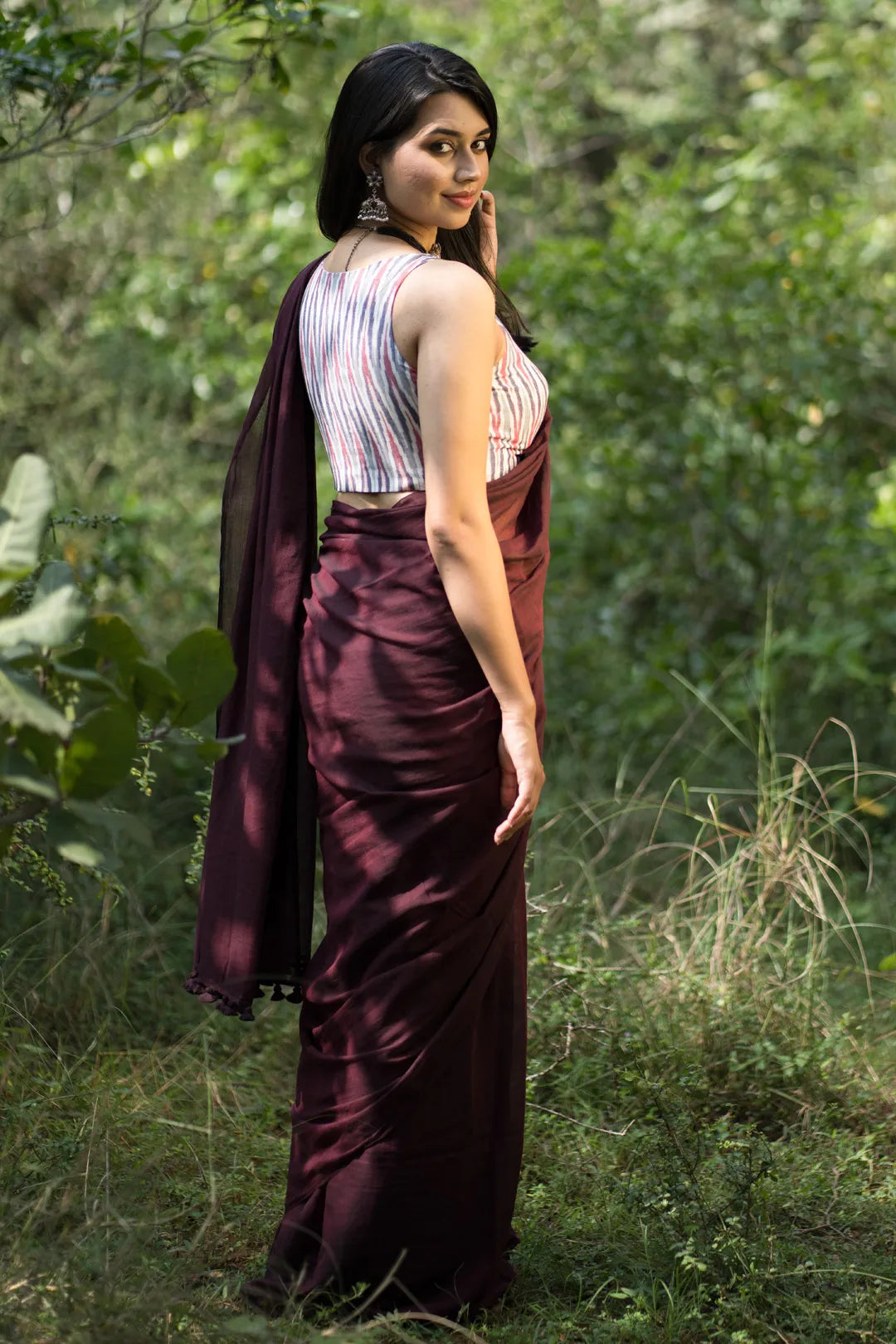 Maroon Saree Gown MSG100 | Miracle Boutique